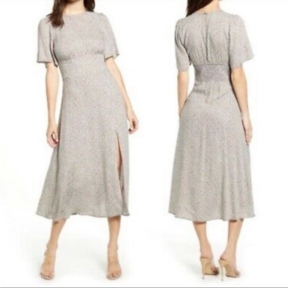 AFRM Janice Midi Dress in Micro Leopard Print XS
